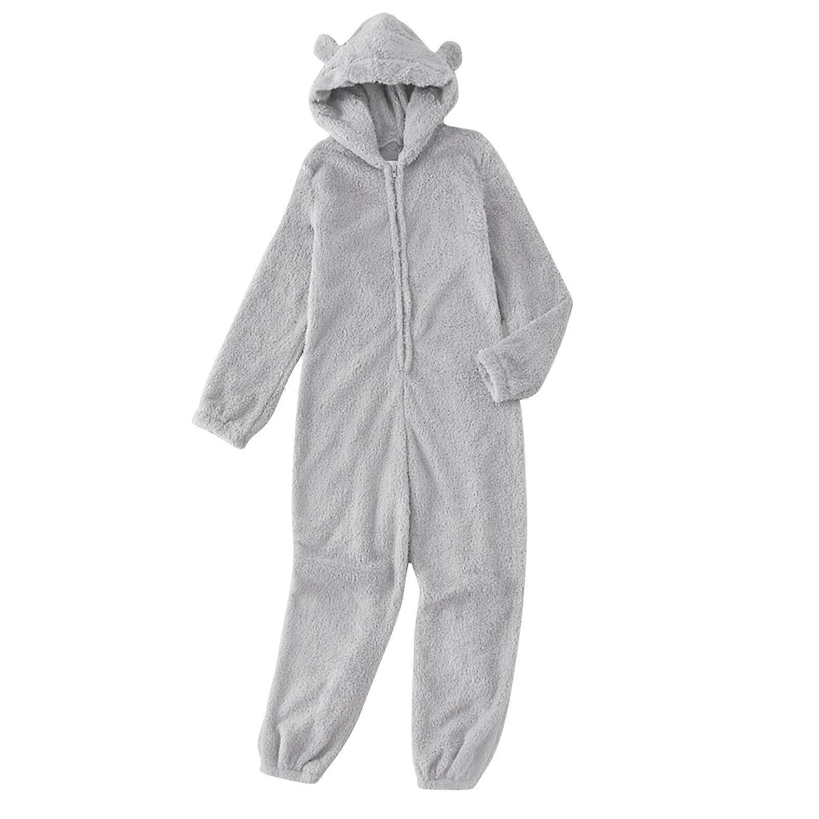 Womens Sherpa Jumpsuit Fleece Onesie Fuzzy Pajama Plush Hooded