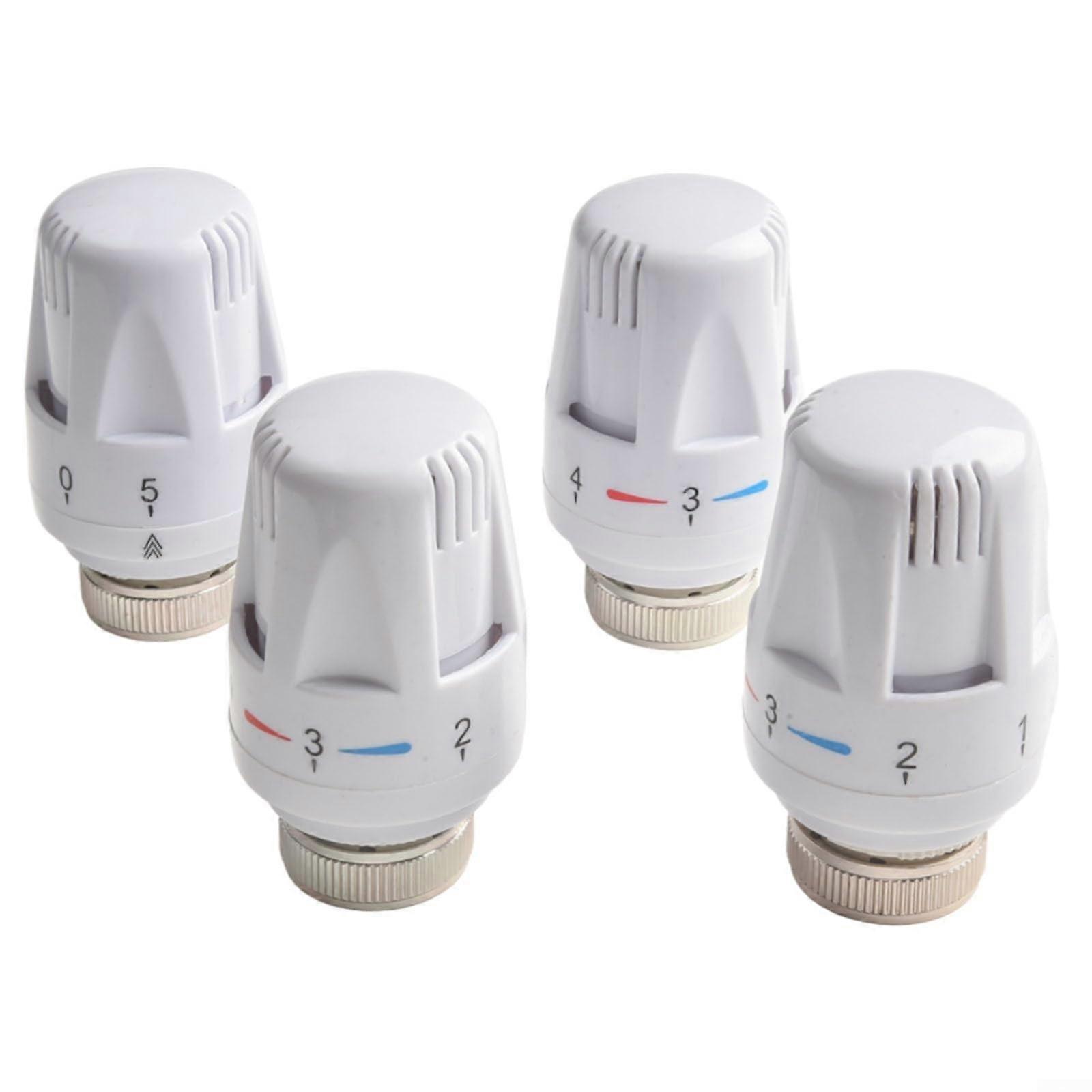 Thermostatic Radiator Valve Heads M30x1.5 Thread 4 Pack Adjustable Anti-Freeze Temperature Control 5-Level Heating System