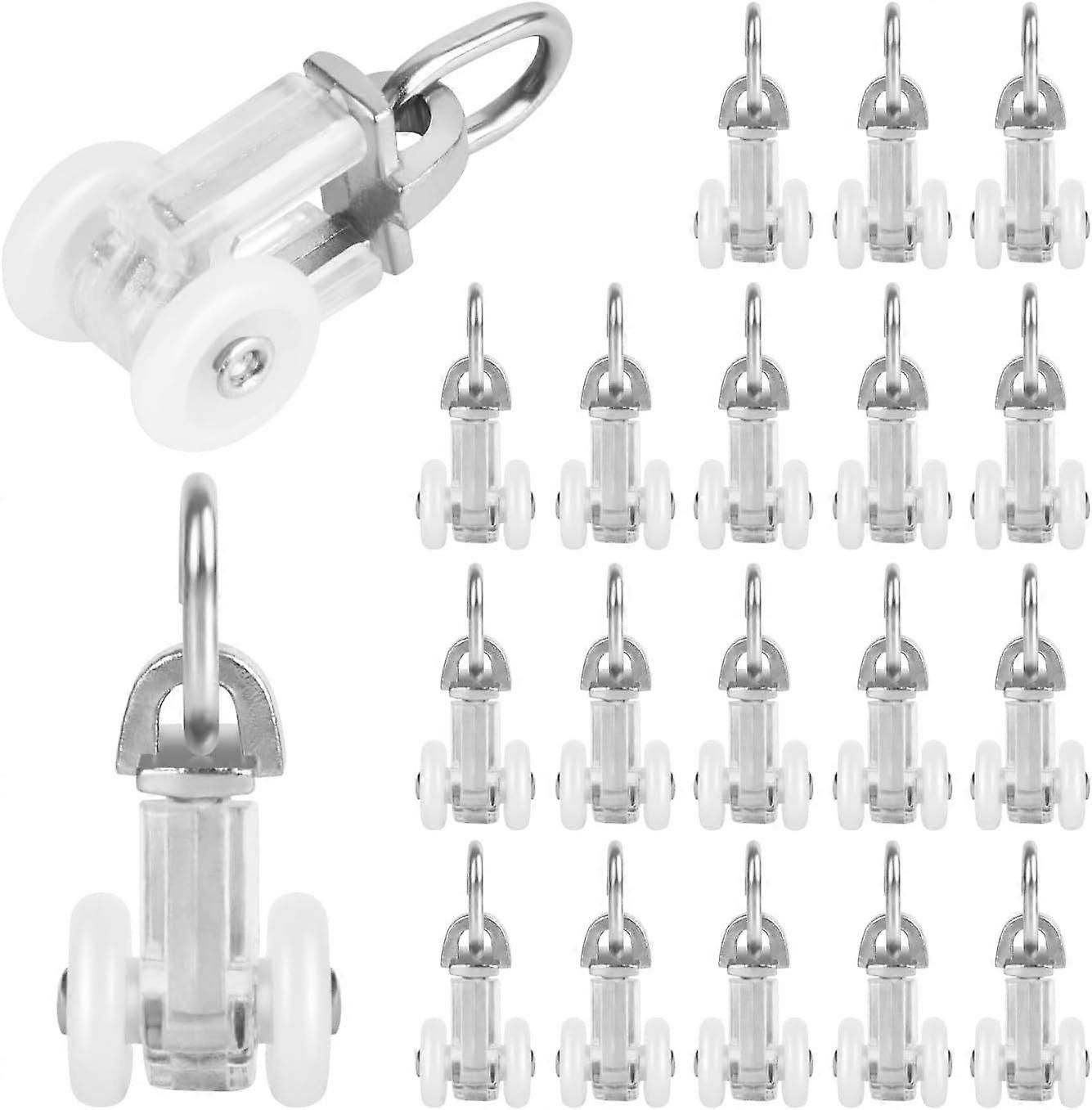 Curtain Track Rollers, 20 Pieces Curtain Track Slides, Double Wheel Roller