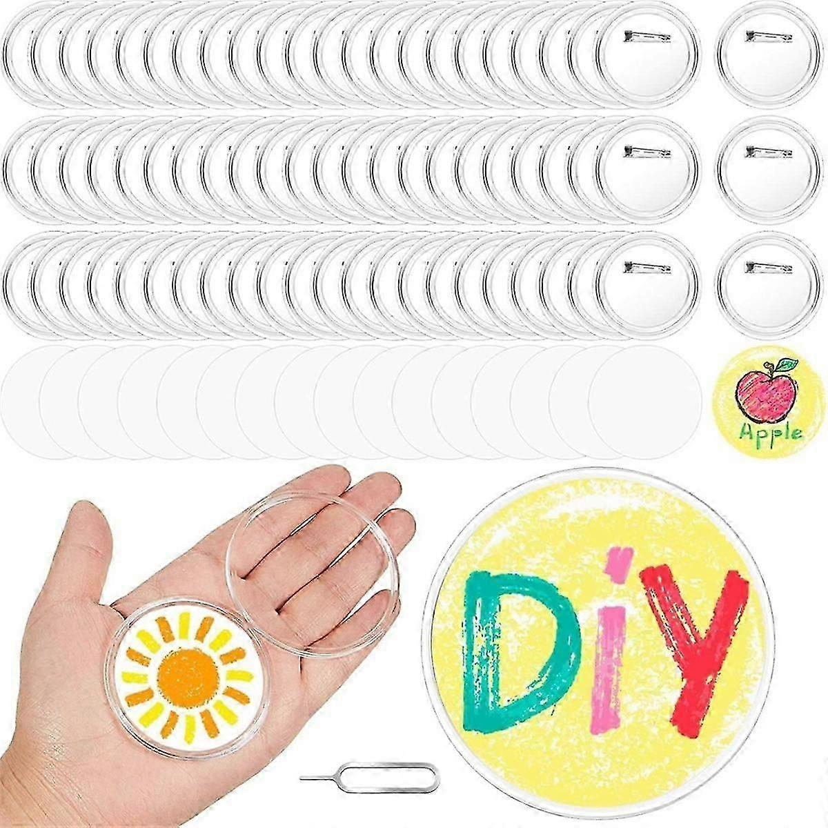100Pcs Acrylic Clear Buttons for DIY Craft and School Projects