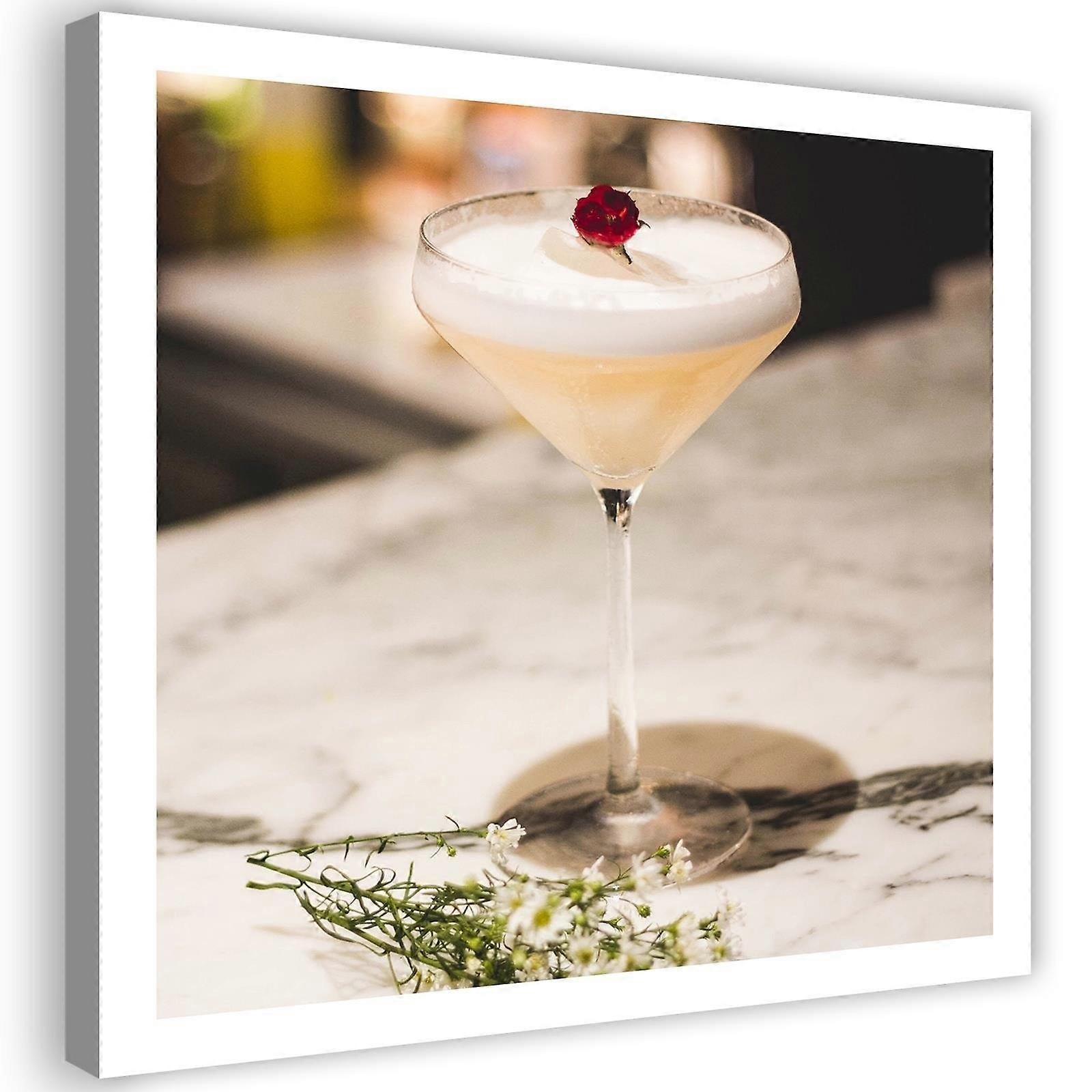 Leinwandbild, Getränk mit Kirsche - 30x30