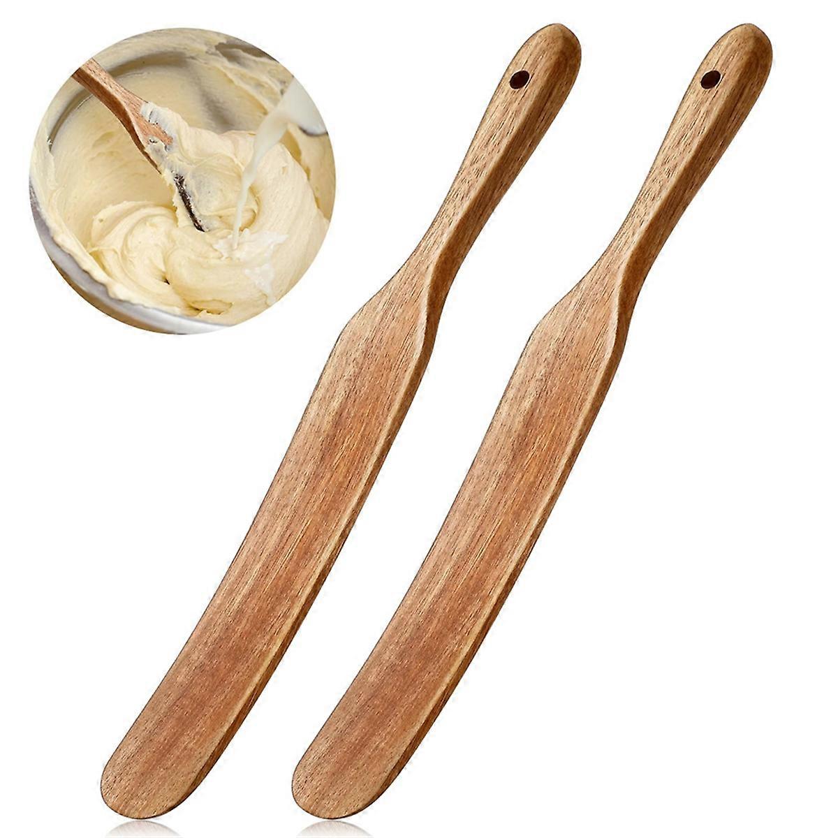 2 Pack 13 Inch Wooden Spatula for Cooking Sourdough Wooden Spurtle