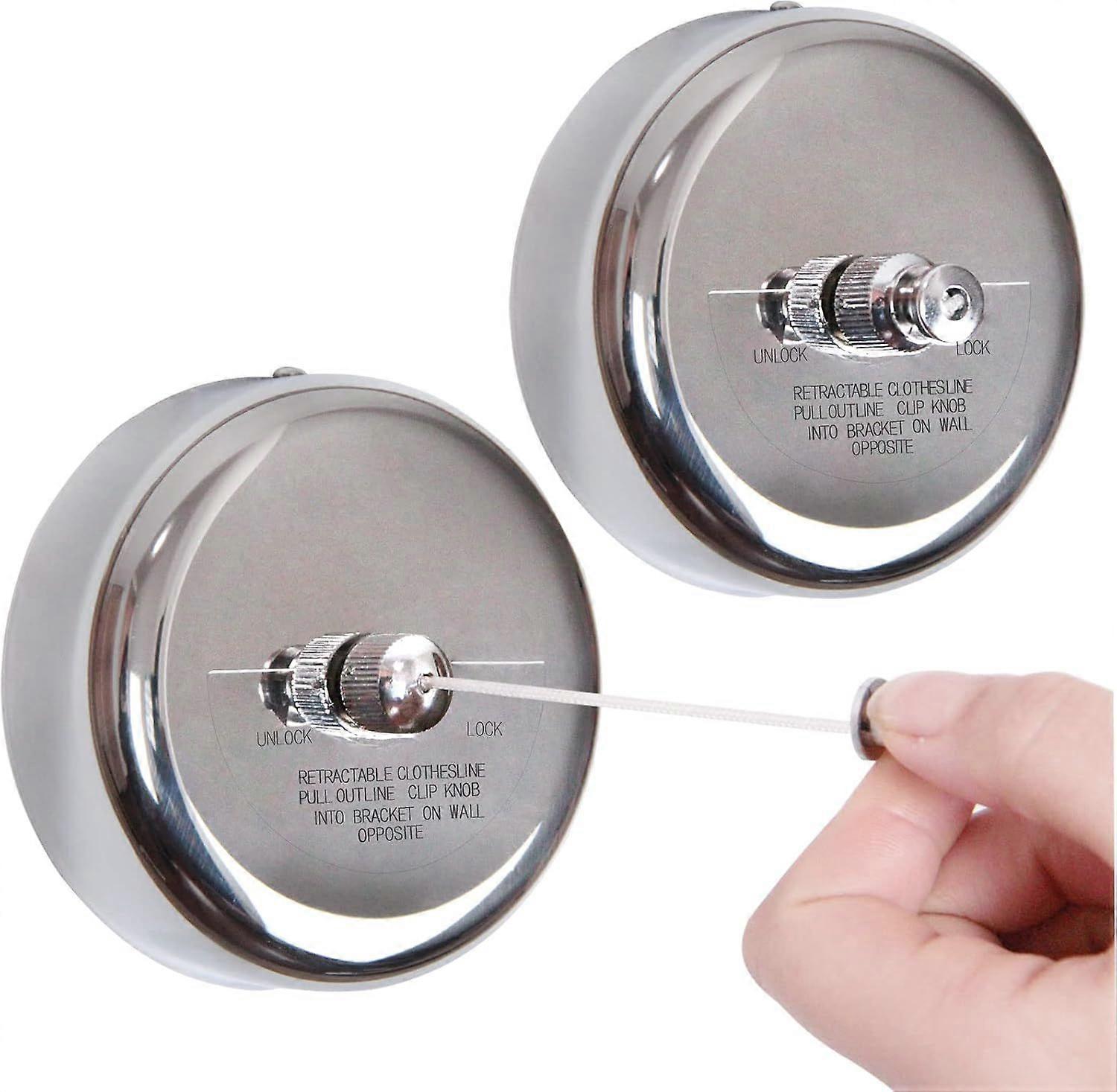 Pack Durable Stainless Steel Retractable Clothesline with Heavy Duty Adjustable Rope for Outdoor and Indoor Use