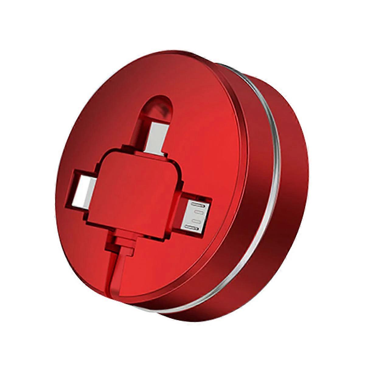 Multi Charging Cable, 3 in 1 Retractable USB Cable with Cell Phone Stand Data Cable Fast Charging Cable IP ,Micro USB, Type-C Charging Cable - Red
