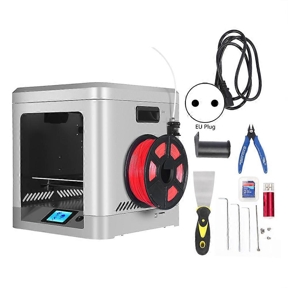 3D Printer Printing Machine Portable Chinese / English Display Screen Metal Plate Body XY Linear Guide(EU Plug 220V White Bottom Edge White Body)