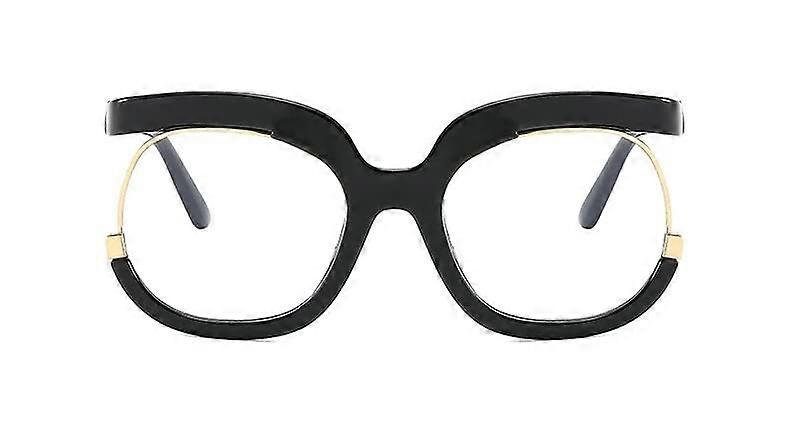 Presbyopic Glasses Round Computer Readers Black Oversized Anti-Glare Blue Light Blocking 200mm Flat Light Mirror