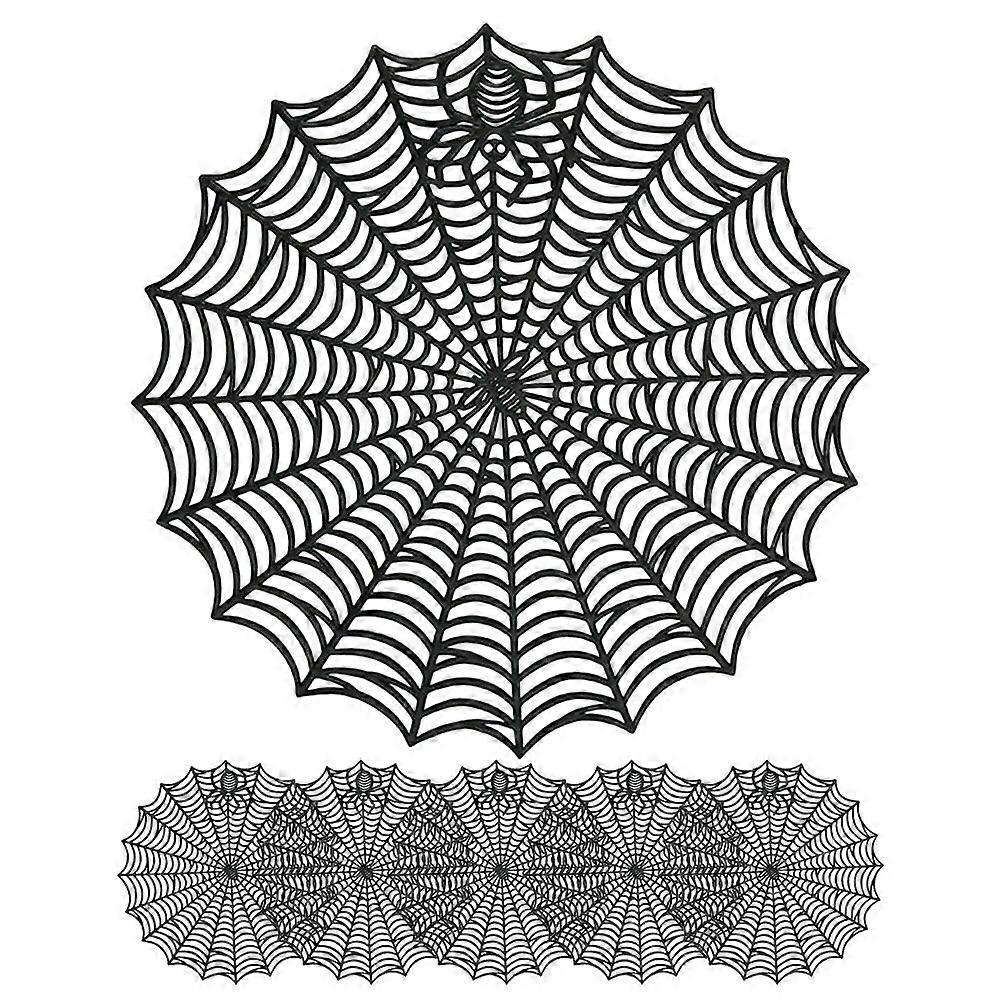 6pcs Halloween Placemats Spider Web Shaped Placemats Hollow out Spider Web Table Mats