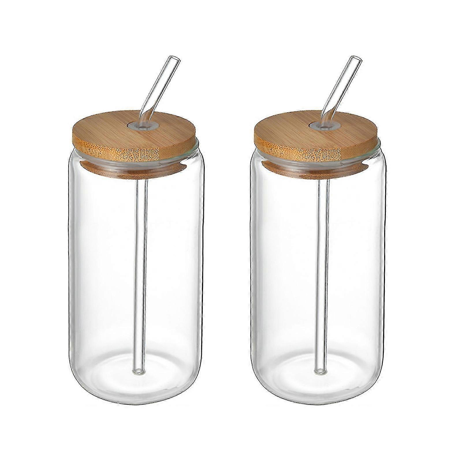 Tasse à café au lait en verre en forme de canette, transparente durable, 2pcs-395ML