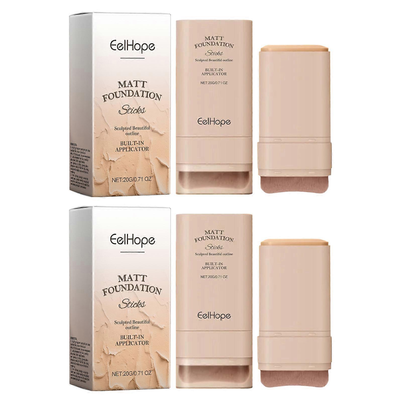 Matte Foundation Stick, 2-in-1 Makeup Foundation Stick with Brush, Pimple Concealer, Portable Foundation for Women Dating