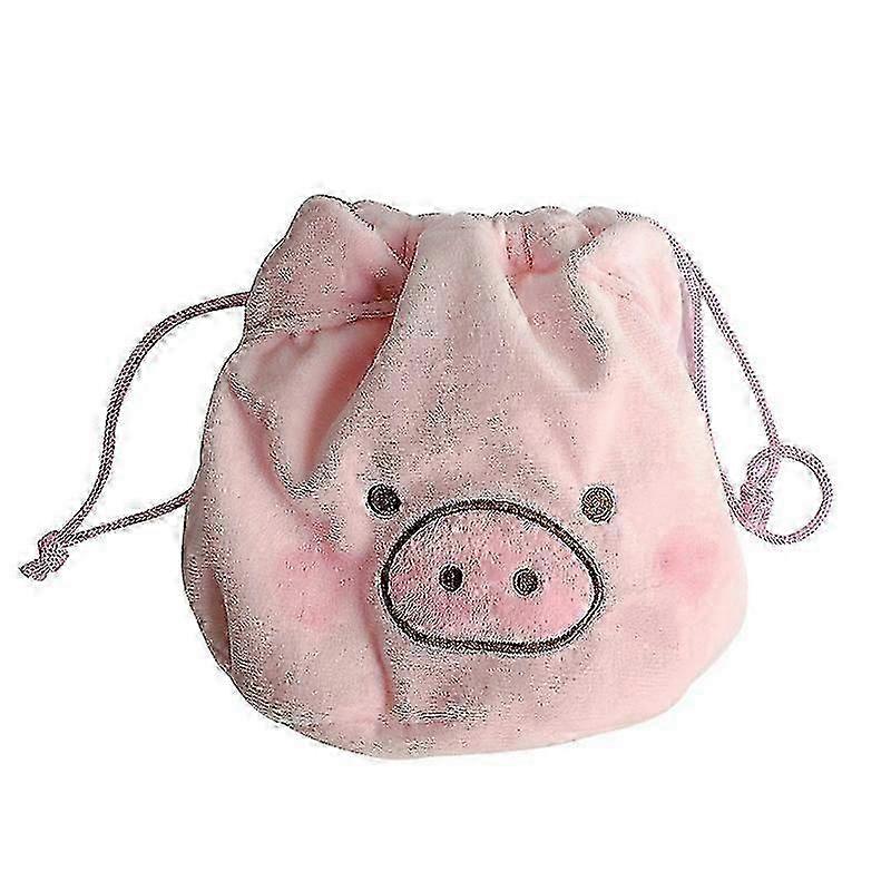 1 Pack Cute Fluffy Piglet Makeup Bag, Drawstring Tote Bag
