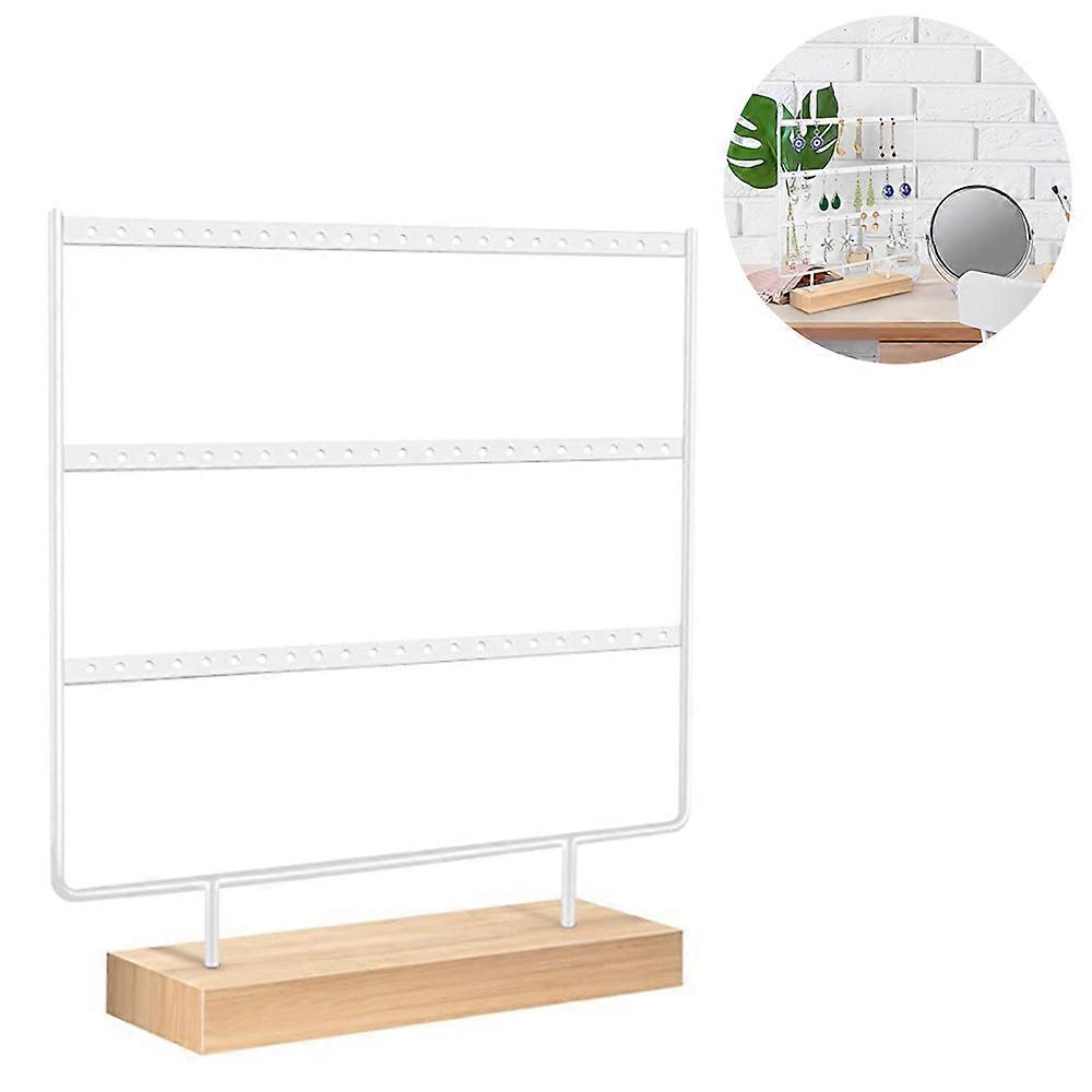 Earring Holder | White - Wooden Three Tier Earring Holder