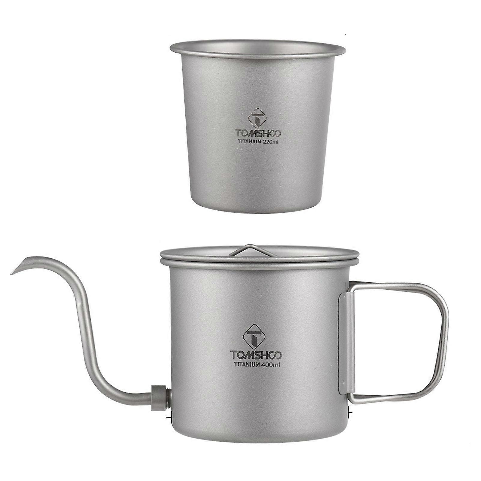 Pure Titanium Long Spout Pour Over Coffee Kettle Folding Handle Gooseneck Detachable Spout Lightweight Durable 400ml Outdoor Use Safe Materia