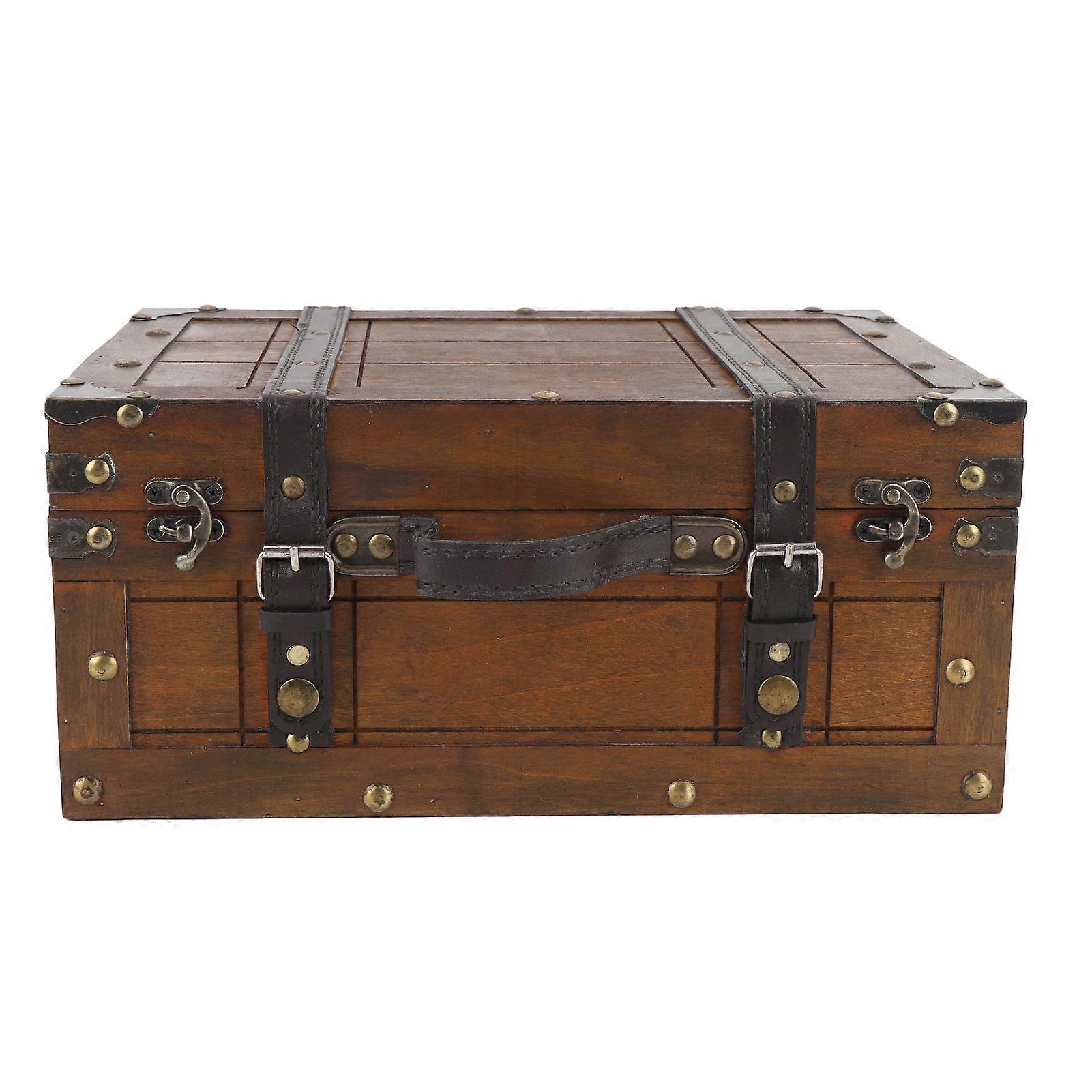 Coffre en bois portable vintage, multifonctionnel, style vieilli, pour ranger vêtements, jouets, accessoires photo, grand format