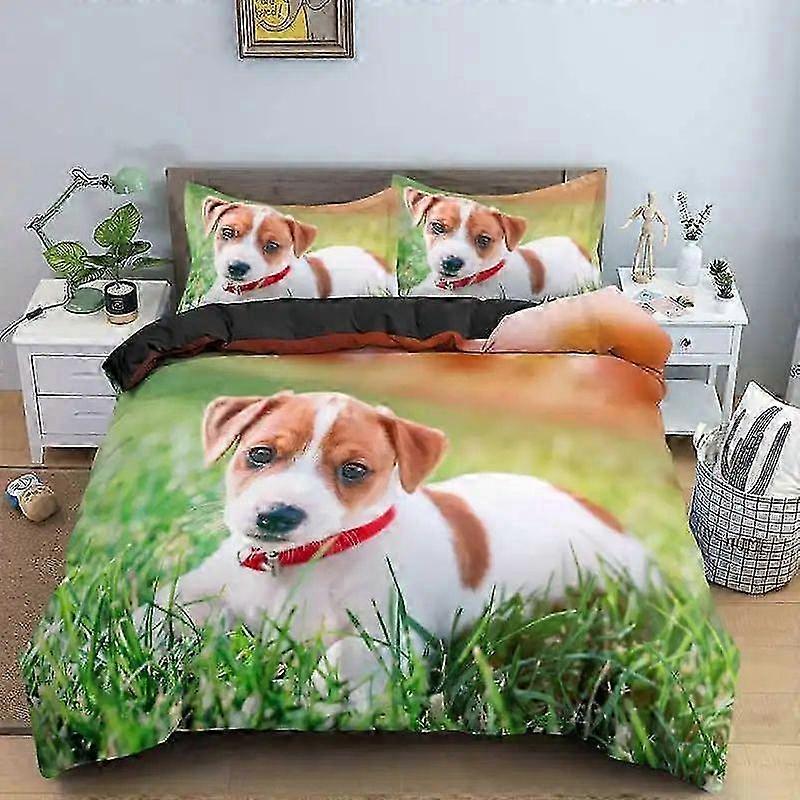 Cute Jack Russell Dog Bedding Set, Duvet Cover Comforter Bed Set Quilt Cover Pillowcase, King Queen Twin Size for All Ages 3-Piece