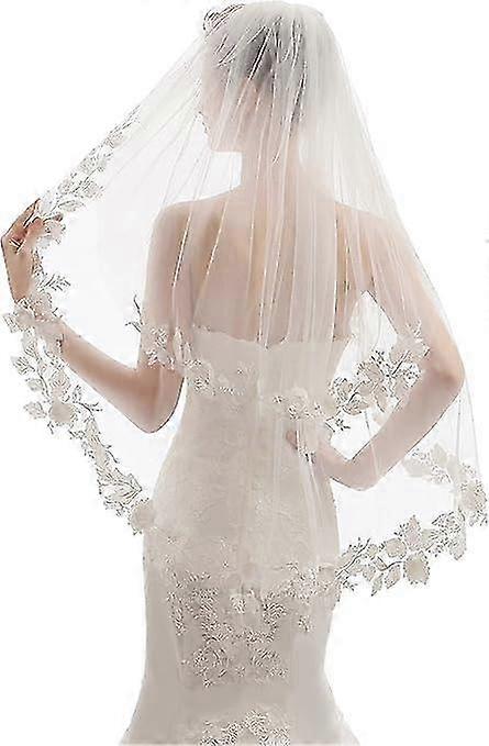 Two-Tier Short Fingertip Length Bridal Veil with Comb, Suitable for Various Wedding Styles