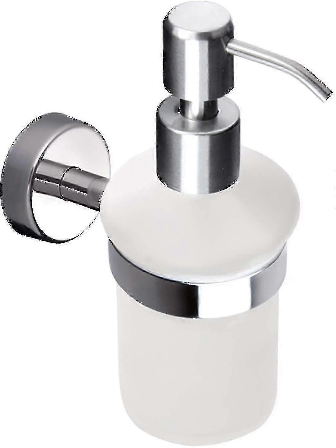 Frosted Glass Wall Mount Soap Dispenser with Stainless Steel Stand