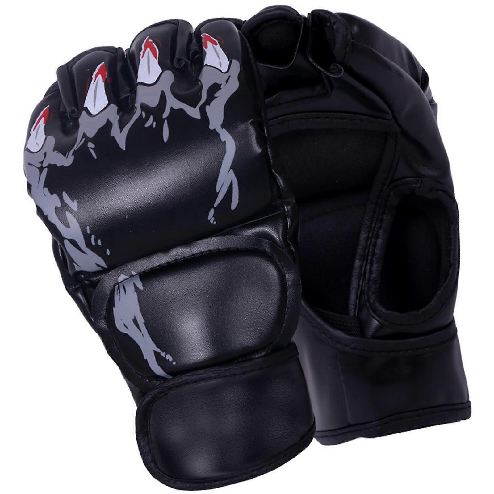 Halfinger boxing gloves with adjustable wrist strap for combat sports training