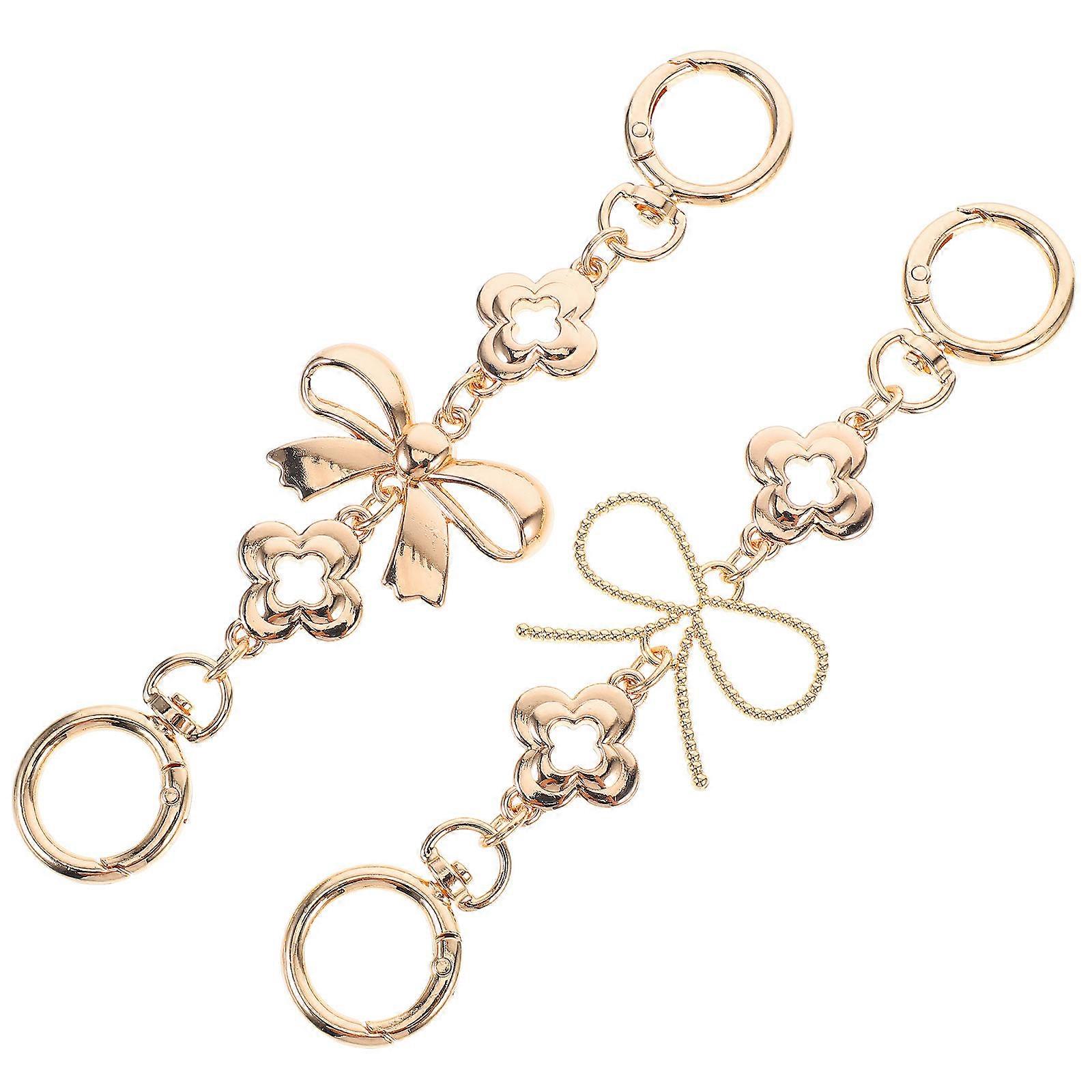 Metal Bowknot Handbag Strap Extender Chain Adjustable Purse Extension for Shopping, Travel & Party Use Durable Replacement Accessory (2pcs)