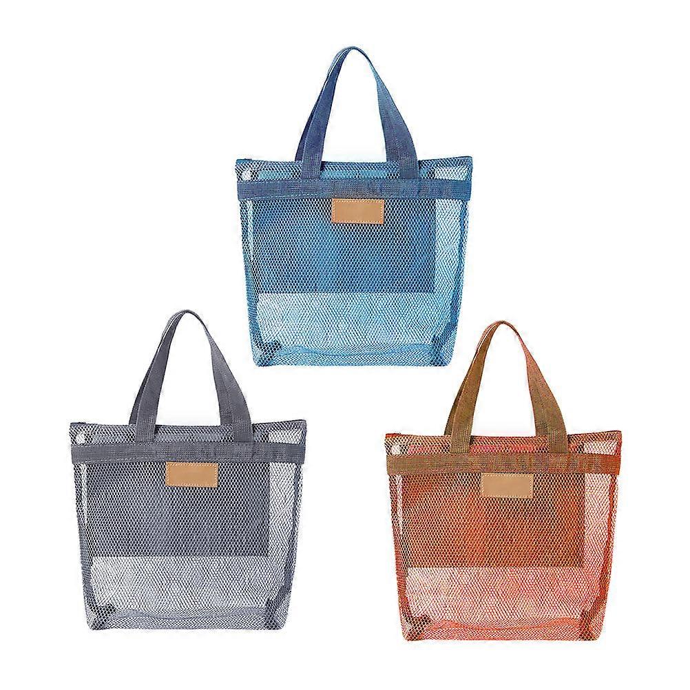 Large Capacity Beach Bag Mesh Tote Bag Clothes and Towel Storage for Swimming Boating Gym Dorm Hotel 3Pcs