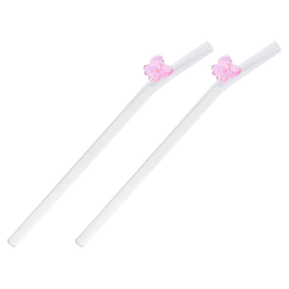 Party Straws Pink Butterfly Bow Utensils For Outdoor Picnics 18.80X0.80X0.80CM Reusable 2Pcs