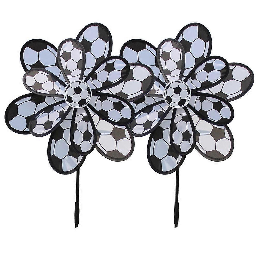 Windmill Garden Ornament Double-Layer Cloth Photo Props Yard Decoration 2Pcs