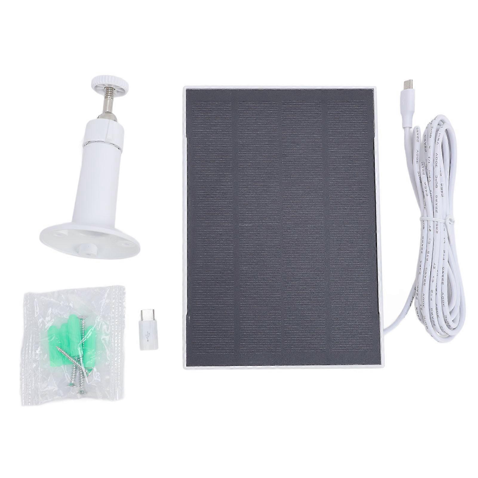 8W Solar Panel for Bird Feeder Camera Type-C Waterproof IP66 360 Degree Mount Solar Panel for Doorbell Rechargeable Battery Cameras White
