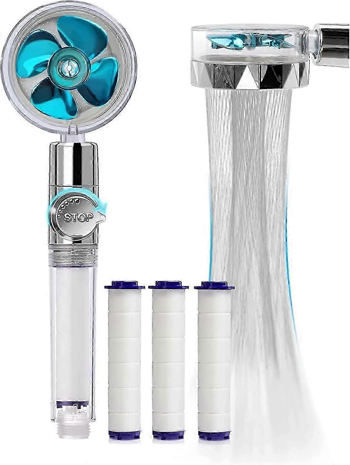 Hand Shower, Water-Saving Anti-Limescale Shower Head, 360 Swivel High Pressure Shower Head, Three-Level Filter System with 3 Replaceable Com