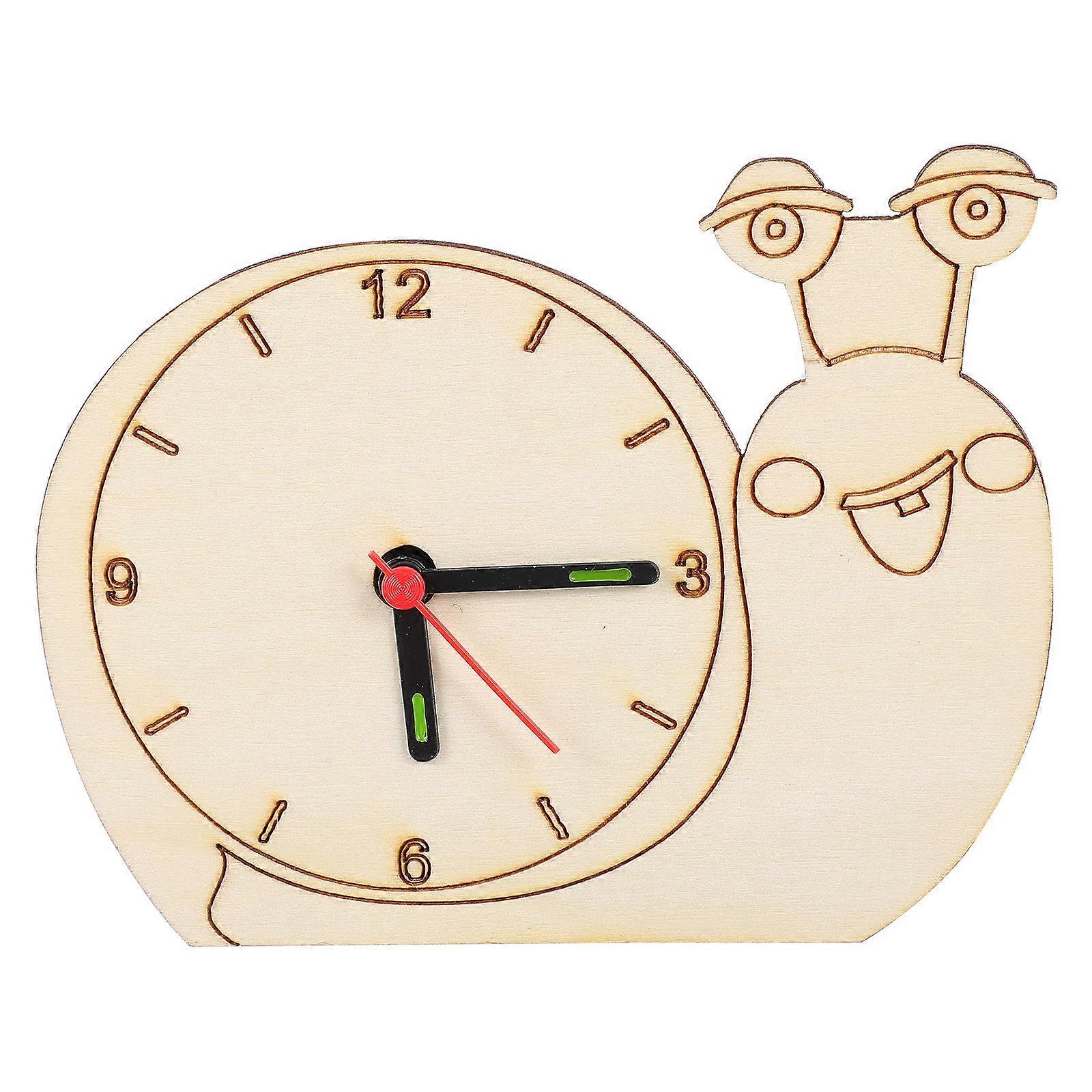 Wooden Craft Clock Educational Learning Child Toy Assembled Design For Diy Activities Size 14X9.5X0.5CM 1PC