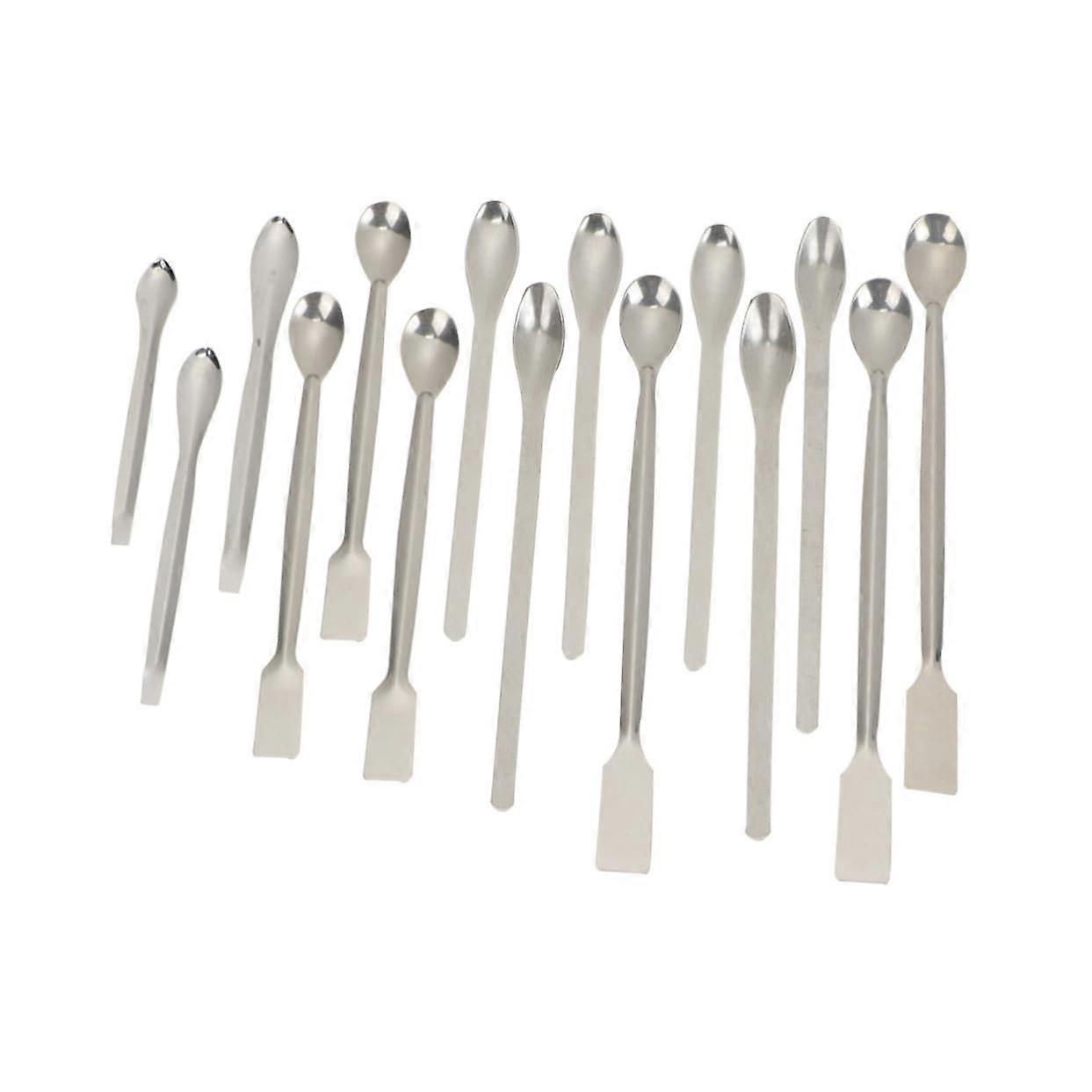 15 Stainless Steel Lab Sample Spoons Slotted Measuring Spoons Micro Spatulas for Reagents - 15 Pack