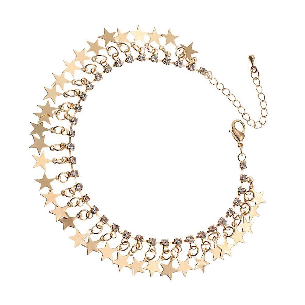 Anklets Foot Chain Star Modeling Pendant Ankle Chain Golden 21.2x1.2cm Decorative 1Set
