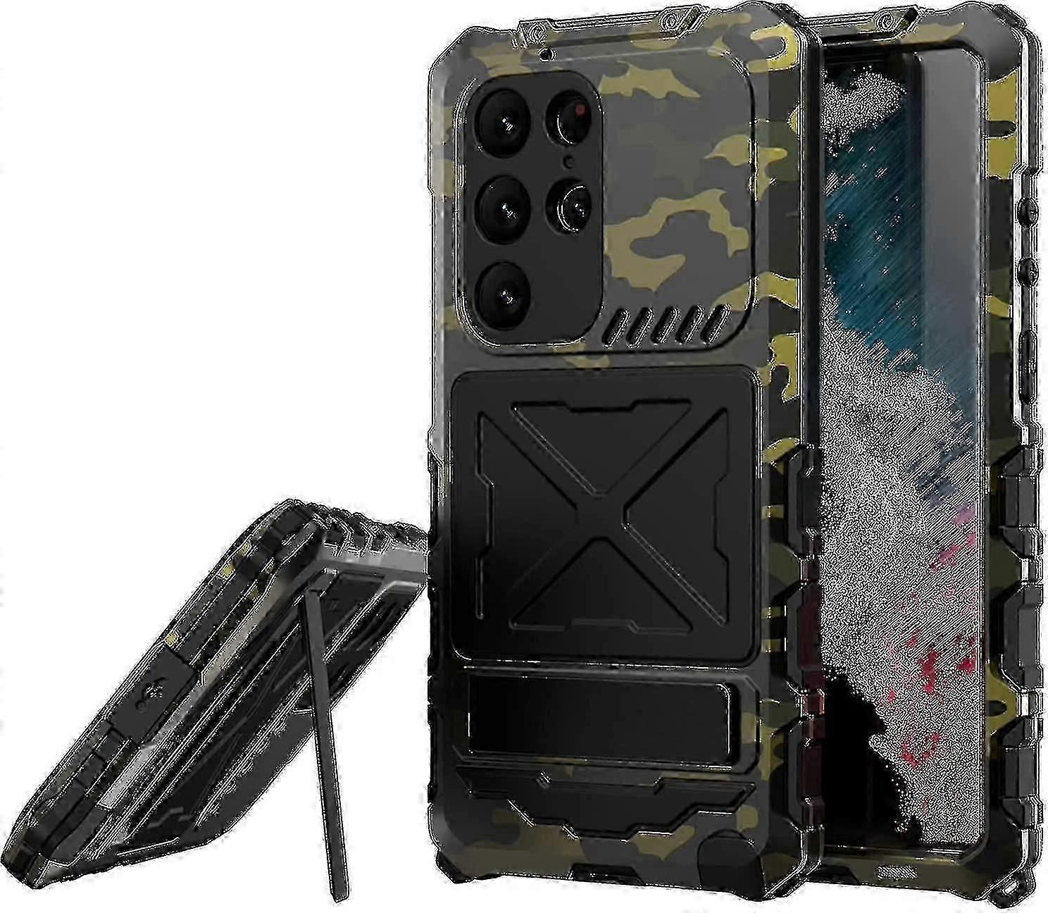 Military Shockproof Waterproof Case For Samsung S23 Ultra With Screen Protector & Metal Stand Dustproof Rugged A