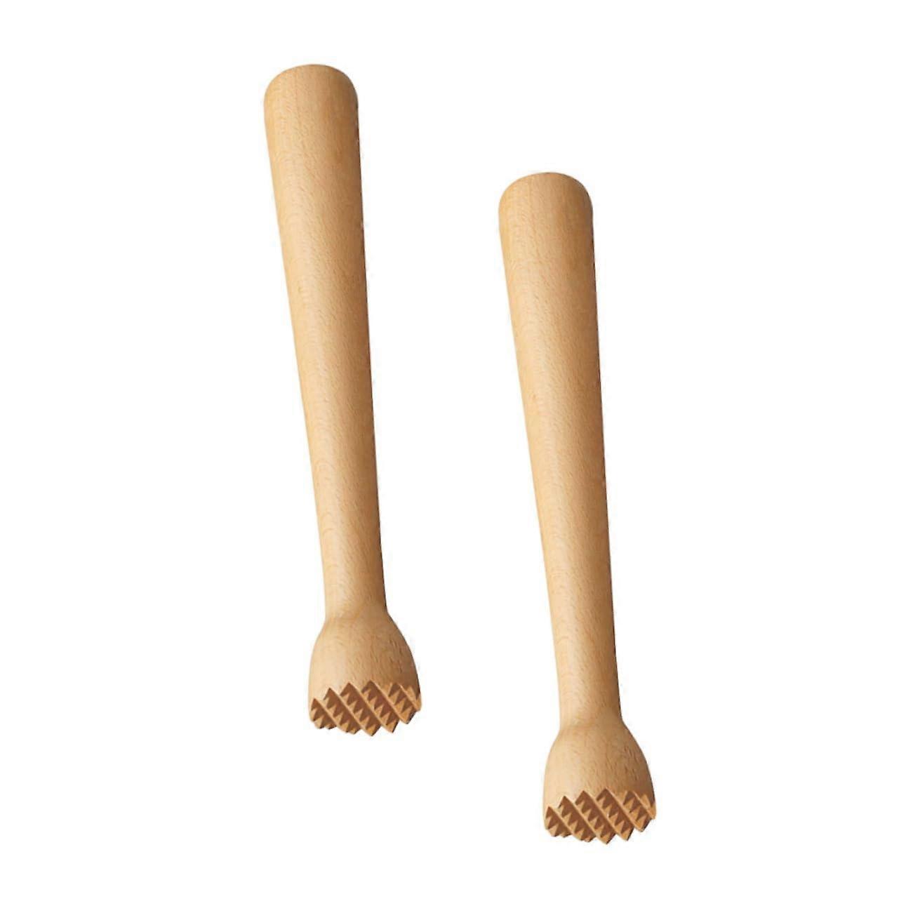 Pestle Bar Set of 2, Wooden Beech Milk Tea Stirring Sticks, Kitchen Utensils for Cooking and Baking