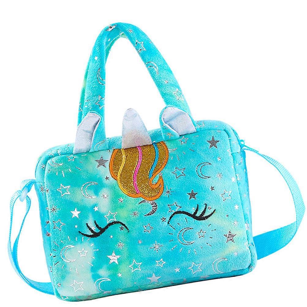Decorative Crossbody Bag Cartoon Unicorn Handbag Girls Use Adjustable Length Unicorn Shape 21X18CM Lint 1Pcs