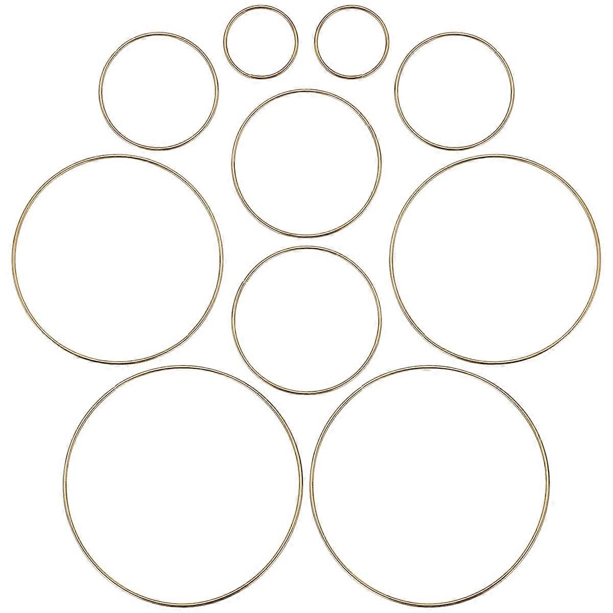 Metal Floral Rings Simple Dreamcatcher Round Golden Metal Ring Diy Manual Handmade Wicker Crafts Tool Material Accessories 10Pcs