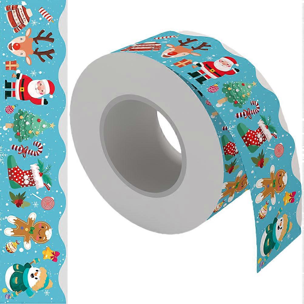Christmas Bulletin Board Border Sticker Multi-Colored Decorative Classroom Decoration 20M in Length 7CM in Width 1 Roll