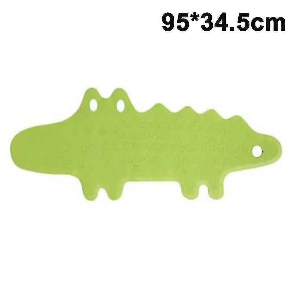 Non-Slip Bath Mat for Kids - Soft Rubber Anti-Slip Shower Mat with Crocodile Pattern, Machine Washable, 95x34.5cm