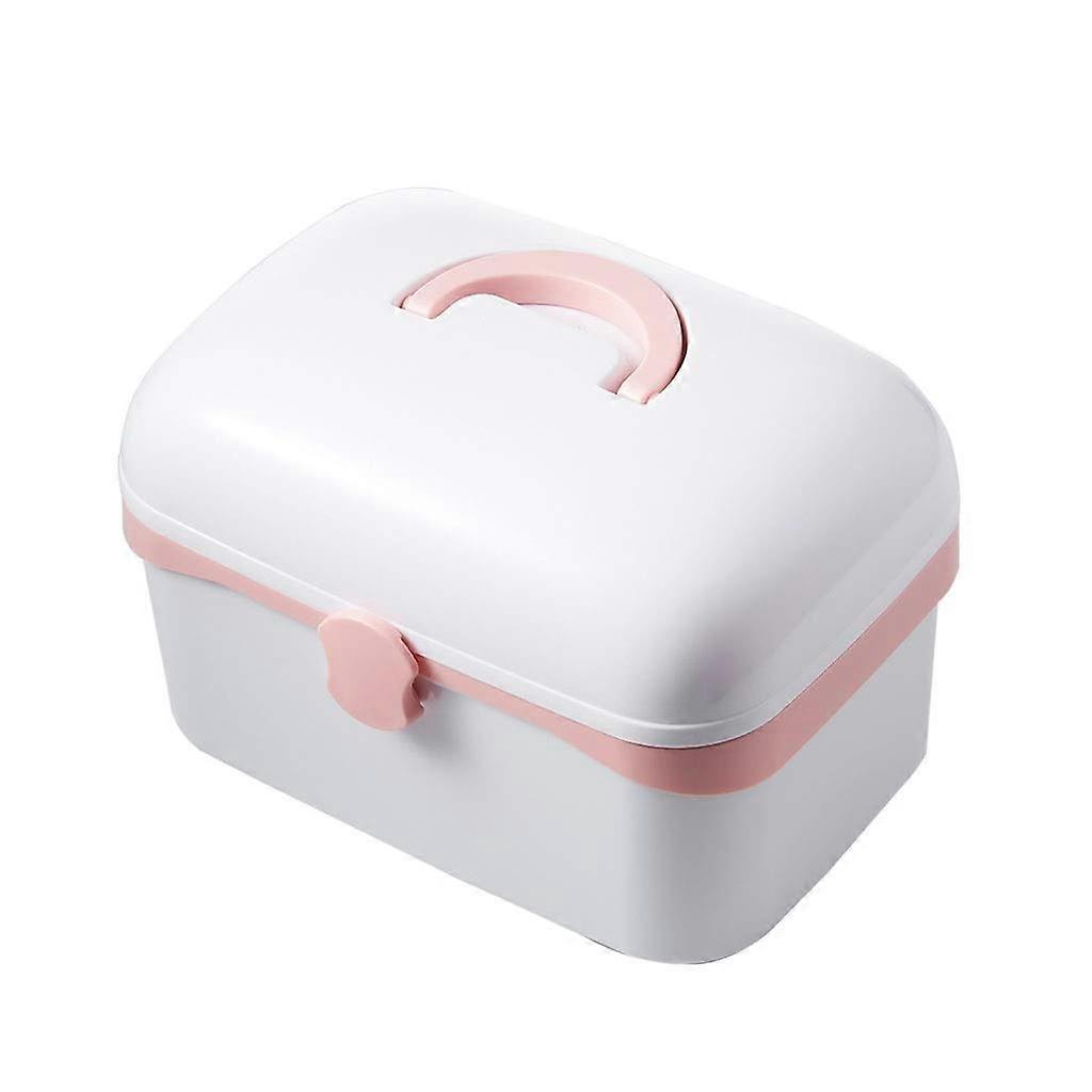 First Aid Kit for Family, Medical Storage Box with Removable Tray, Pink Small Size, Durable Tool Box (Model B)