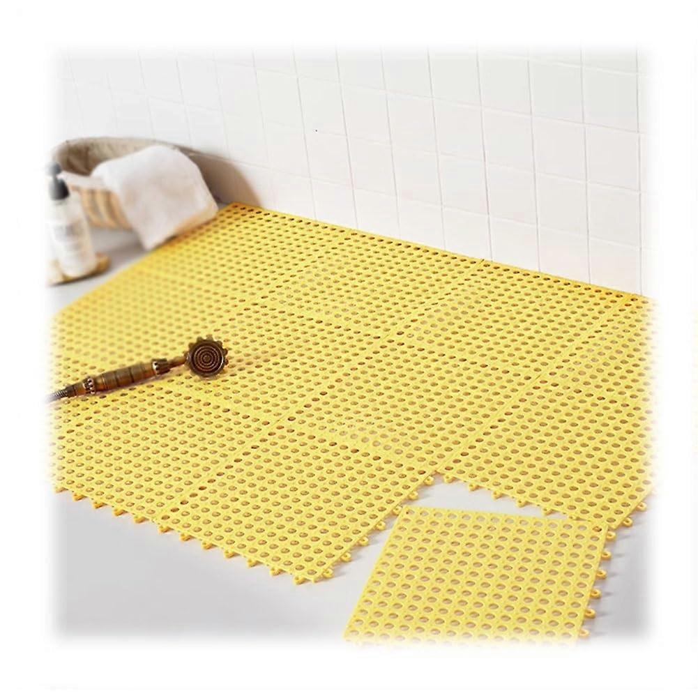 Bad Shower Mat Modular Interlocking Cushion Floor Tiles NonSlip Bathtub Mats Yellow 12pcs 30*30cm
