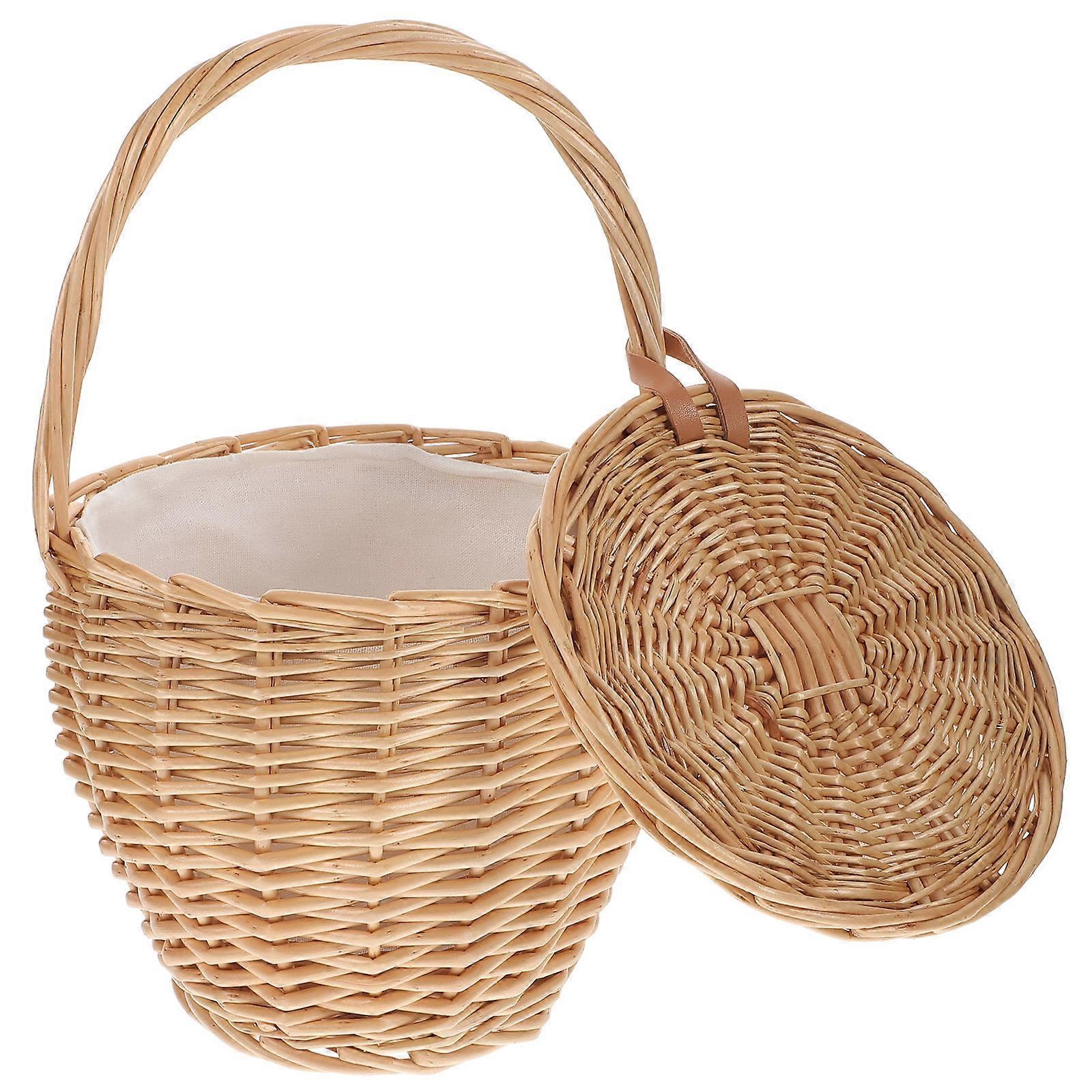 Khaki French Style Hand Woven Bag with Large Capacity for Home Use Synthetical Material