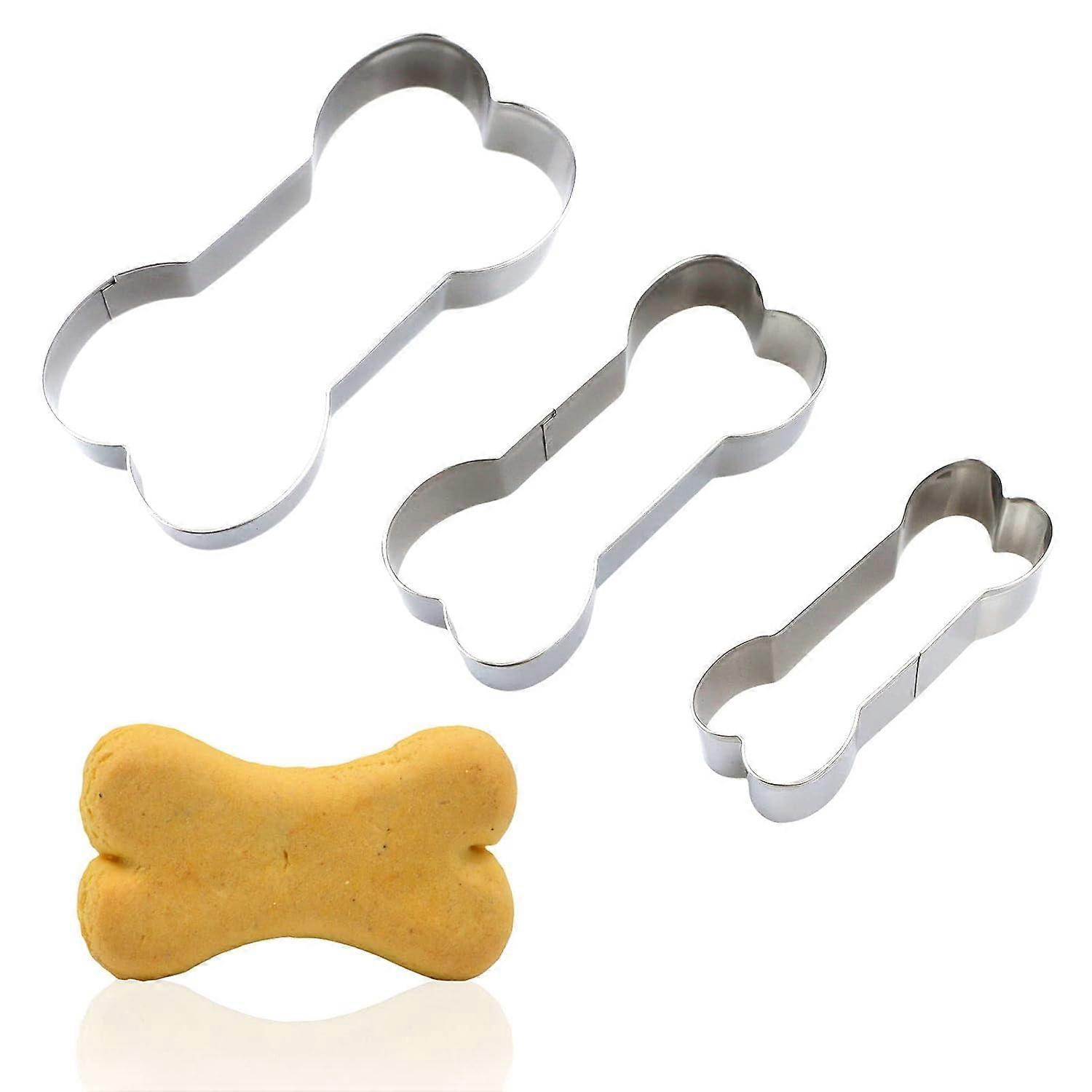 3Pcs Bone Shaped Cookie Cutter, 3 Size Large/5.2 Inch, Medium/4.5 Inch, Small/3.9 Inch