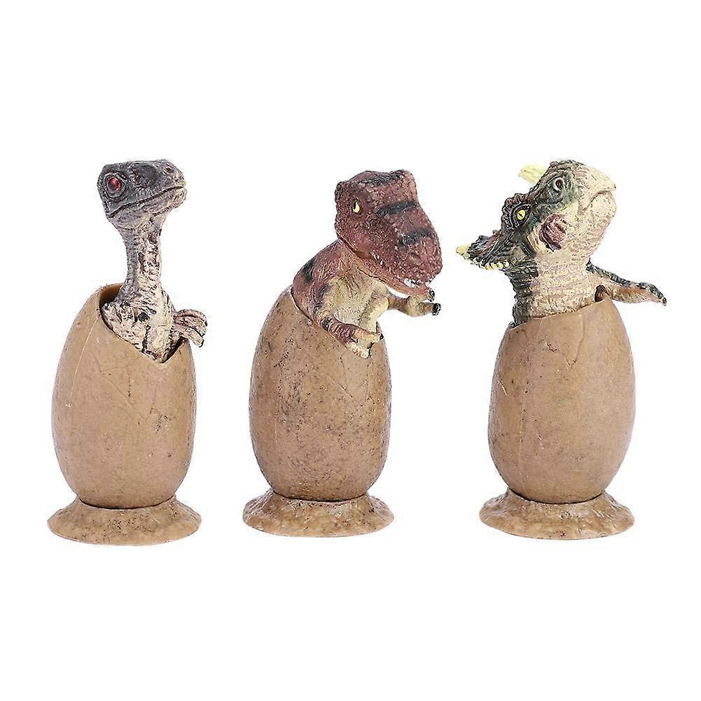 3 Pieces Dinosaur Eggs Figures with Base Dinosaur Eggs Half Hatched Toy Lifelike Animal Model Collection for Toy
