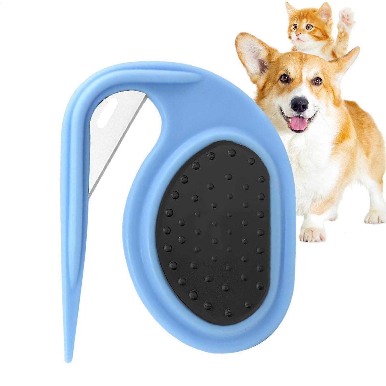 Cat Detangling Tool: Essential Pet Grooming Accessory, Stainless Steel Hair Remover, Non-Slip Comb, Ergonomic Knot Removal, Blue