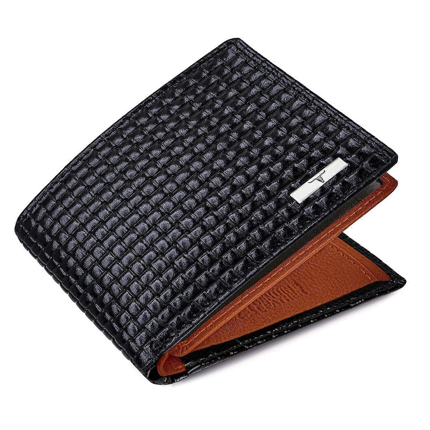 Kyle Printed Black & Orange Leather Wallet for Men
