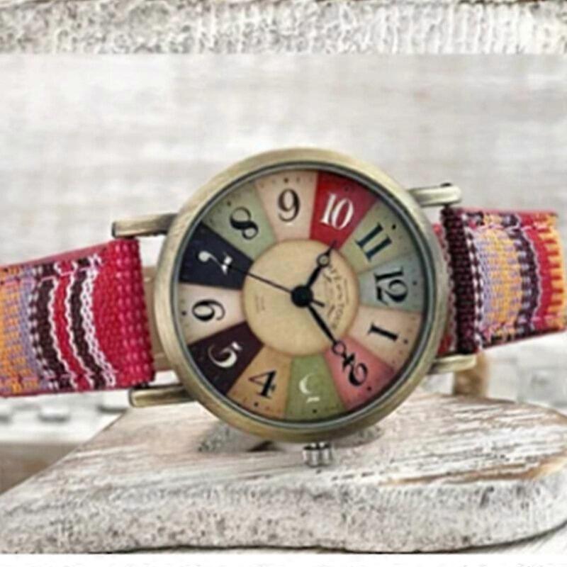 Women's Multi-Color Bohemian Rainbow Pattern Watch, Casual Style-2