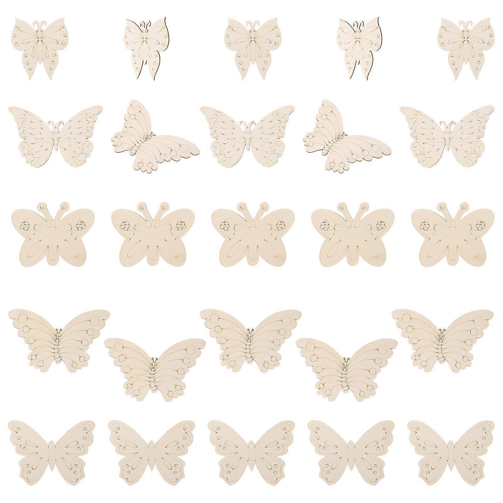 Butterfly-Shape Slices Unfinished Blank Wood Pieces Custom Decoration Artists 0.3X10X16CM 25Pcs