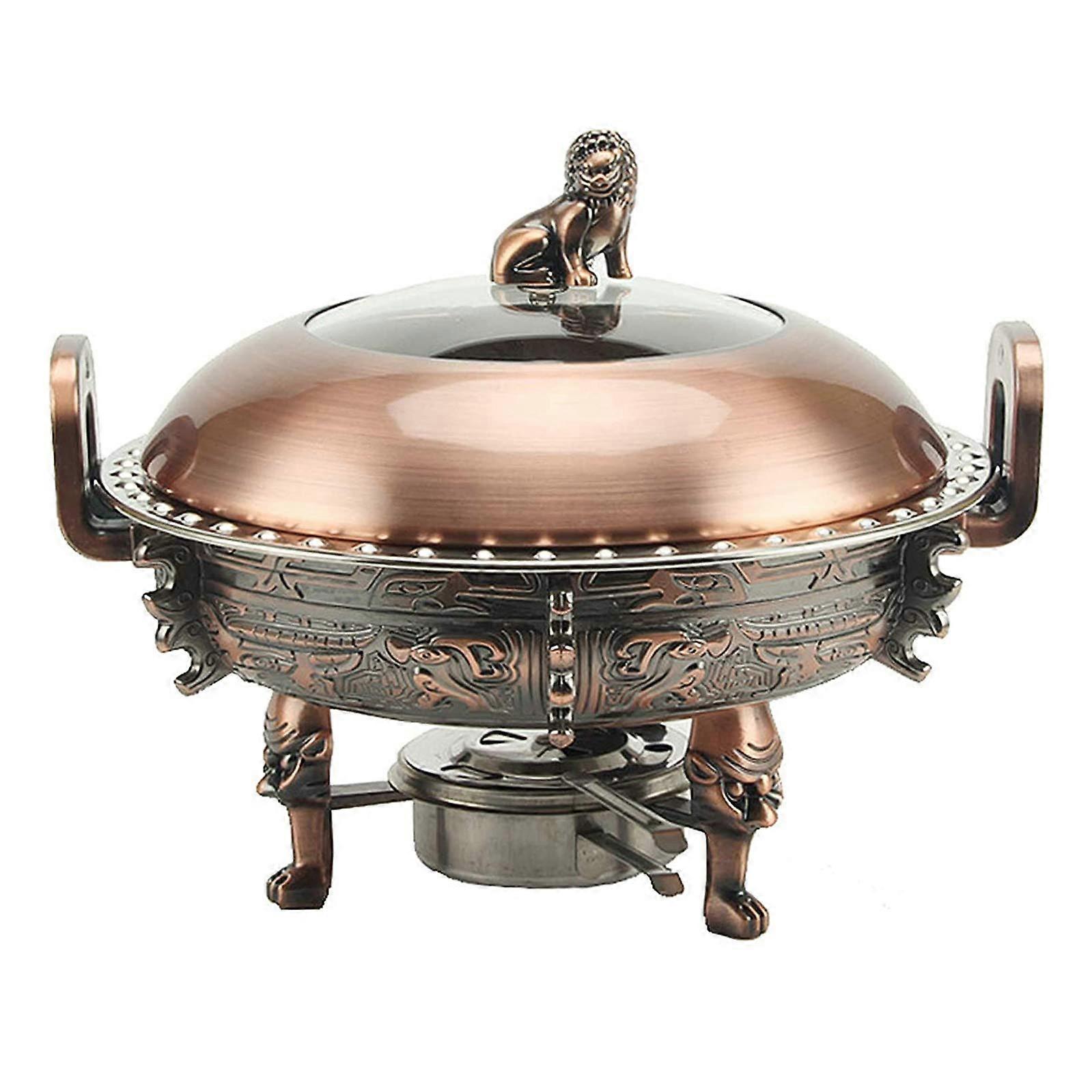 Round Chafing Dish Set, Stainless Steel Buffet Warmer with Aluminum Stand for Weddings, Parties, and Events