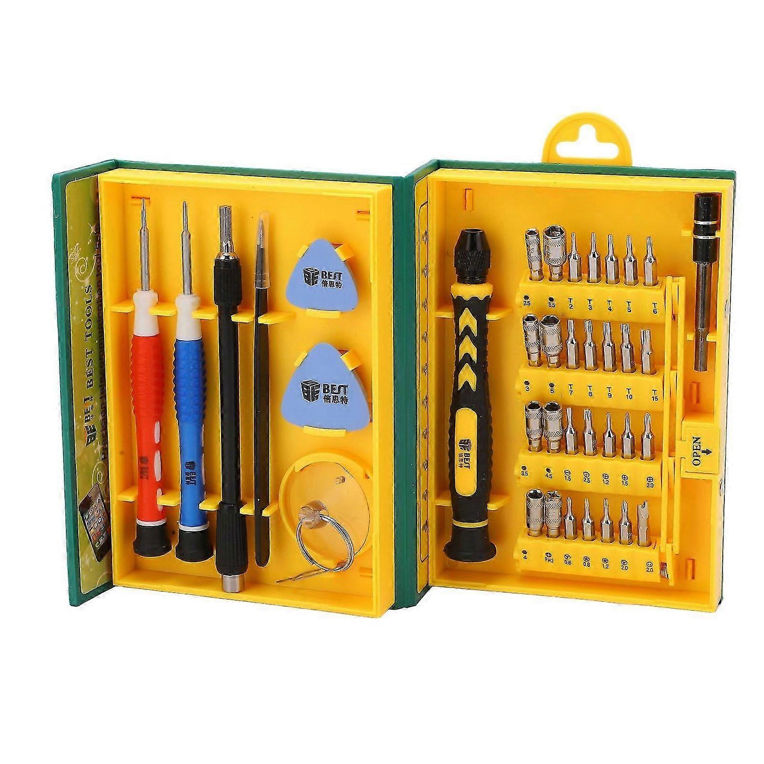 38Pcs Screwdriver Handle Bit Kit Connecting Rod Suction Cup Tweezer Case Prying Tool Screwdriver Set