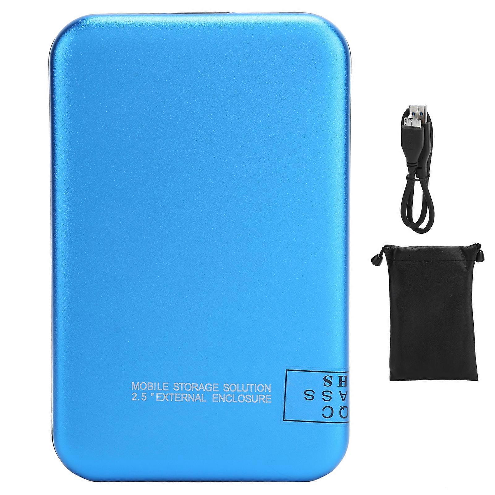 2.5in Mobile External Hard Drive Disk USB3.0 Portable HDD Blue with Adapter Cable for Desktop Laptop