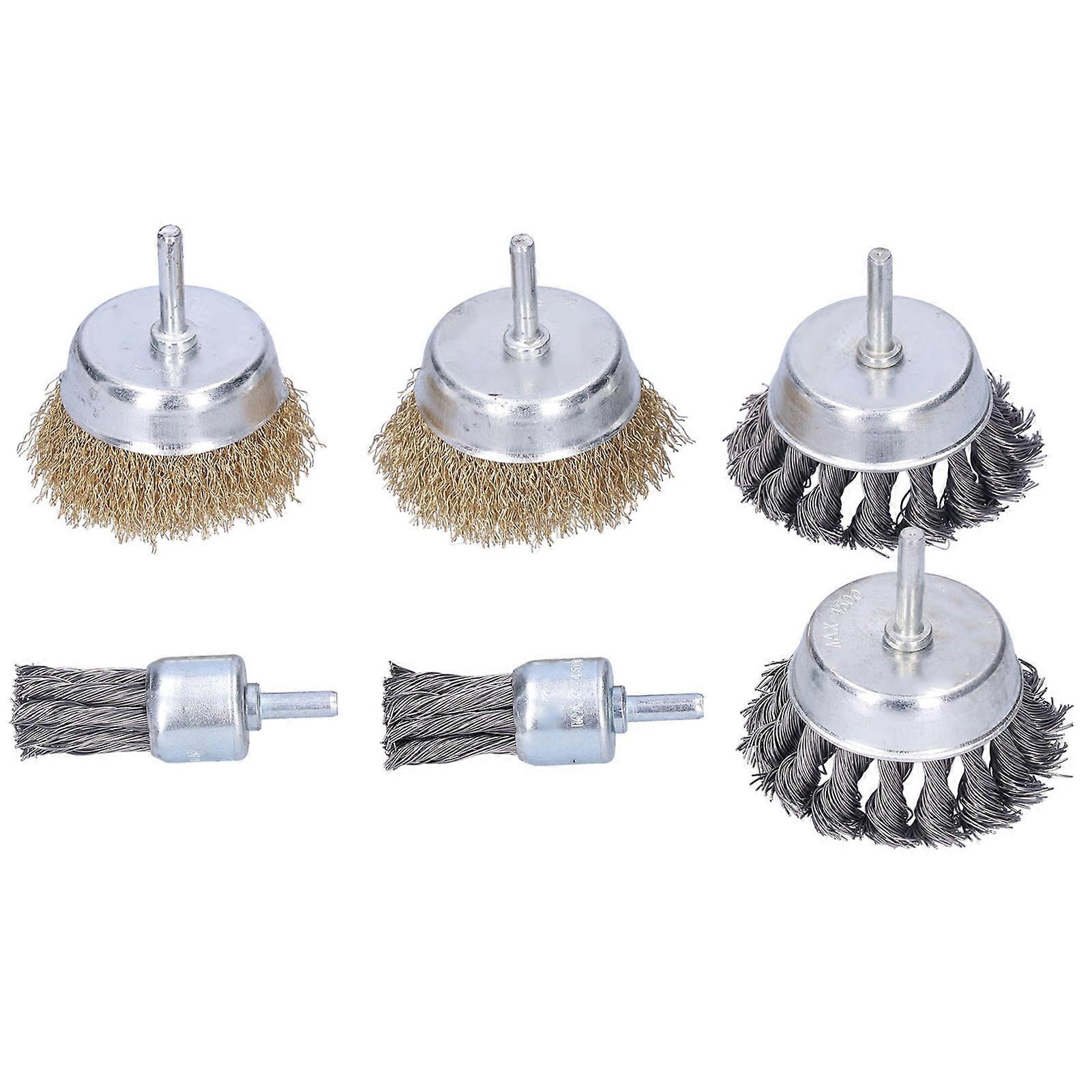 6pcs מברשת חוט מעוות פלדה מתכת deburring טחינה כלי להסרת חלודה מצורף מקדח