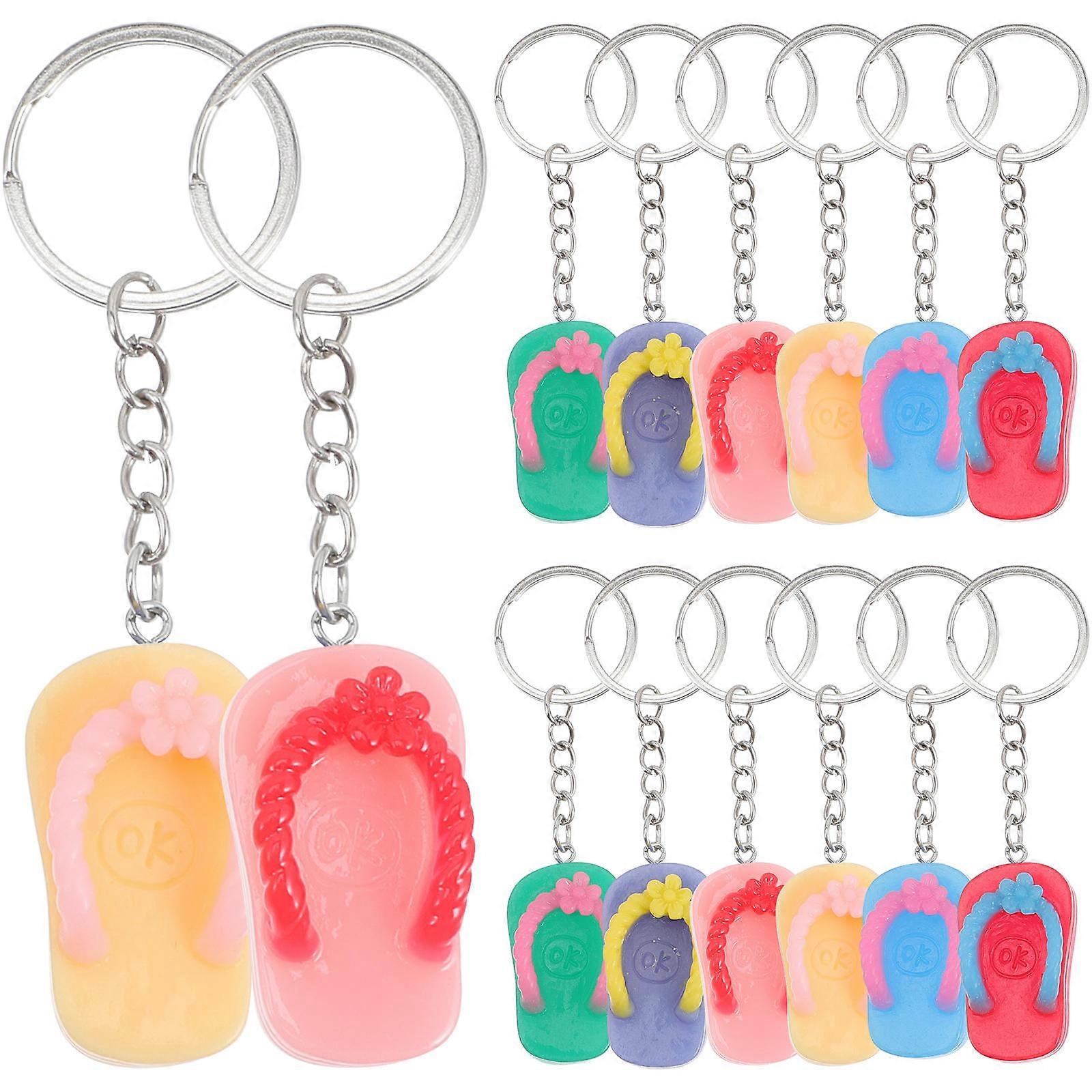 Slipper Keychain Tropical Island Pool Party Style Workmanship Metal And Resin 14Pcs